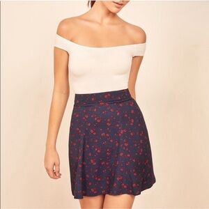 Reformation Flounce Mini Skirt 6 Anaheim Floral High Waisted